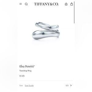✨ Tiffany & Co Elsa Peretti Sterling Tear Drop Ring